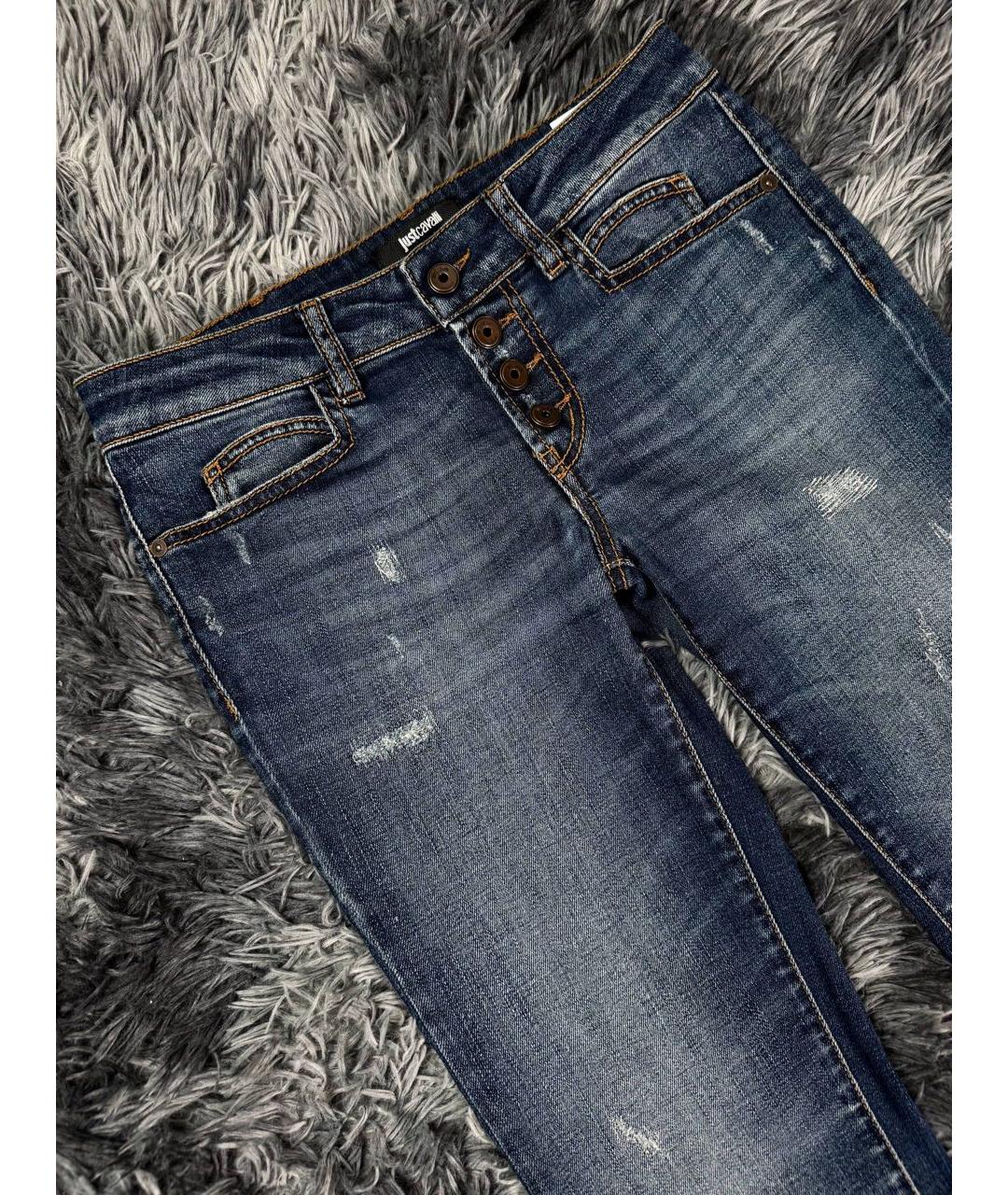 JUST CAVALLI Синие хлопковые джинсы клеш, фото 4