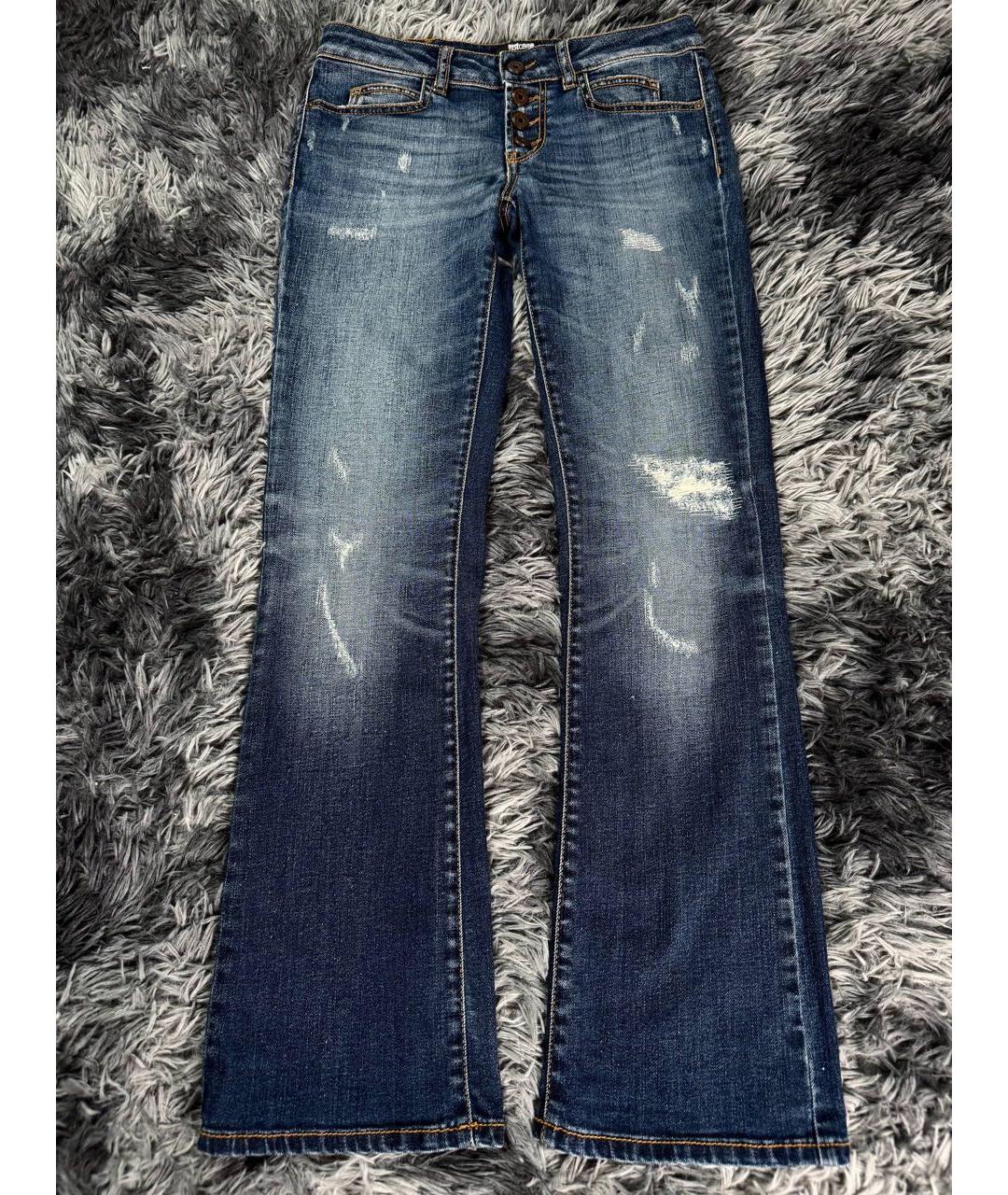 JUST CAVALLI Синие хлопковые джинсы клеш, фото 9