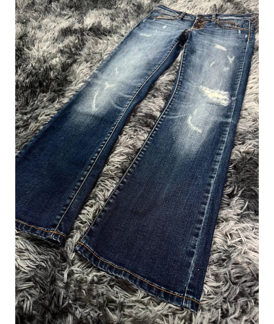 JUST CAVALLI Синие хлопковые джинсы клеш, фото 8