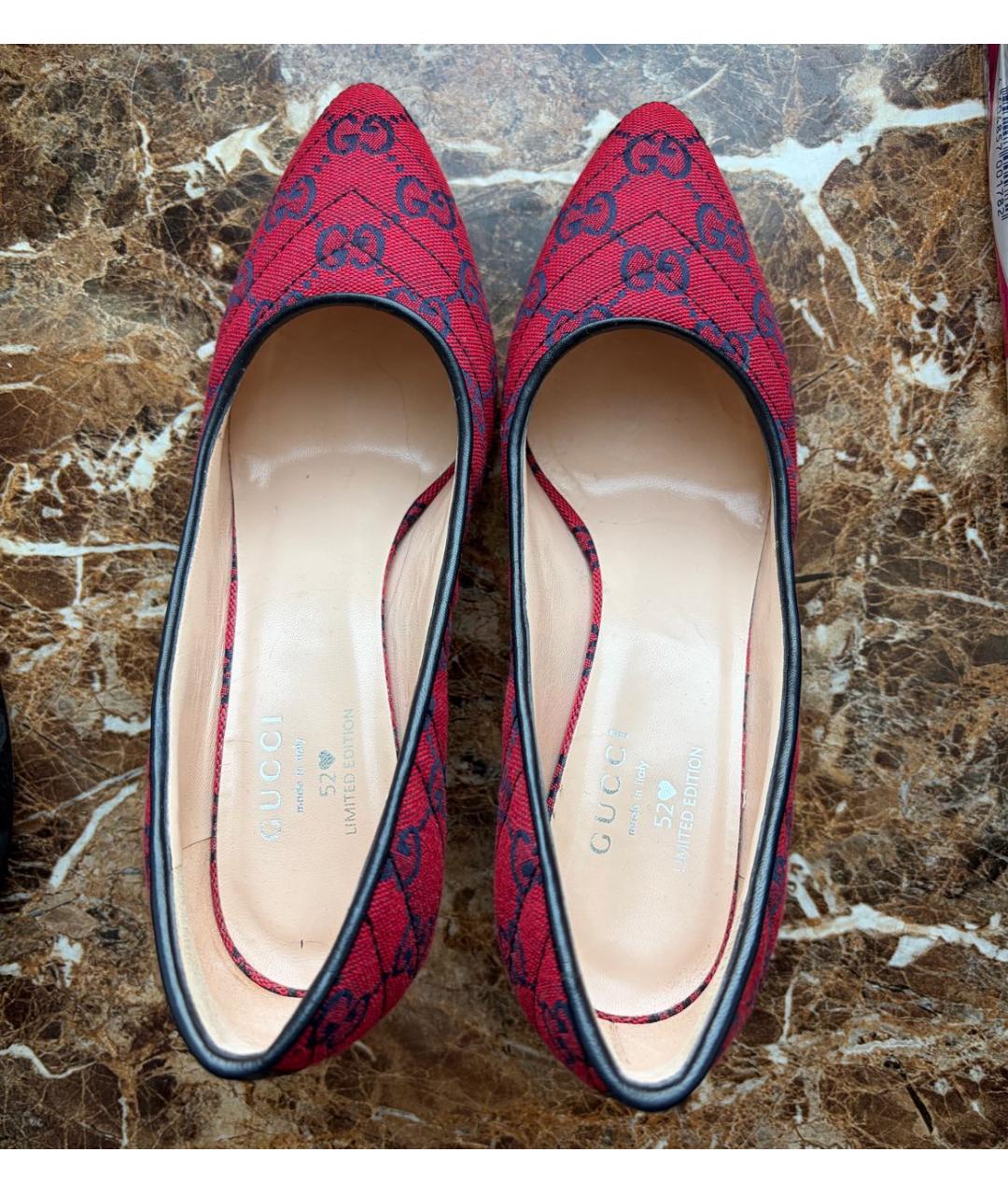 GUCCI Красные текстильные туфли, фото 3