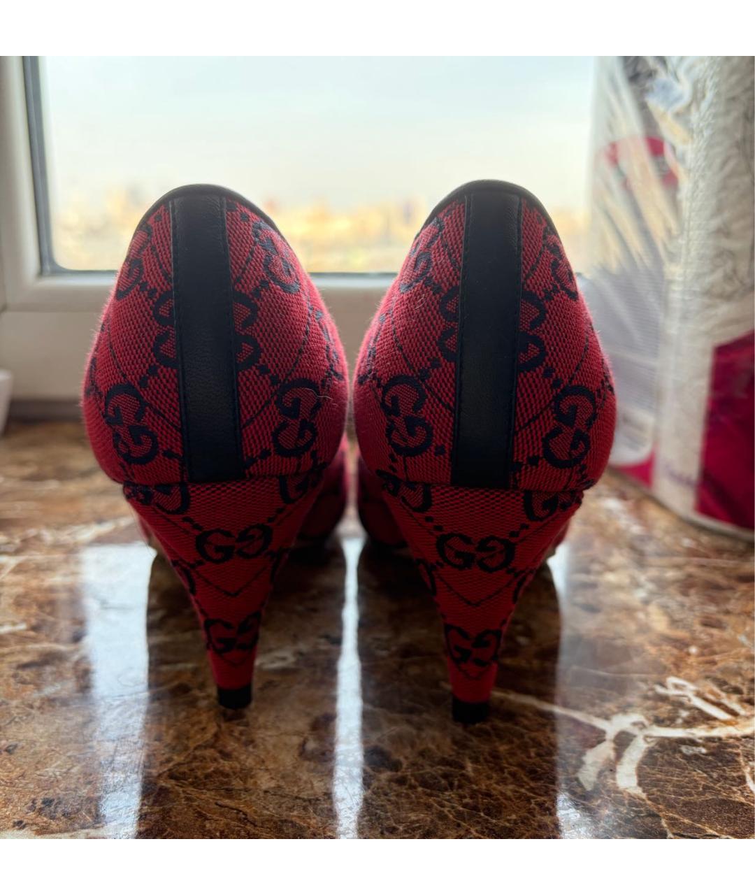 GUCCI Красные текстильные туфли, фото 4