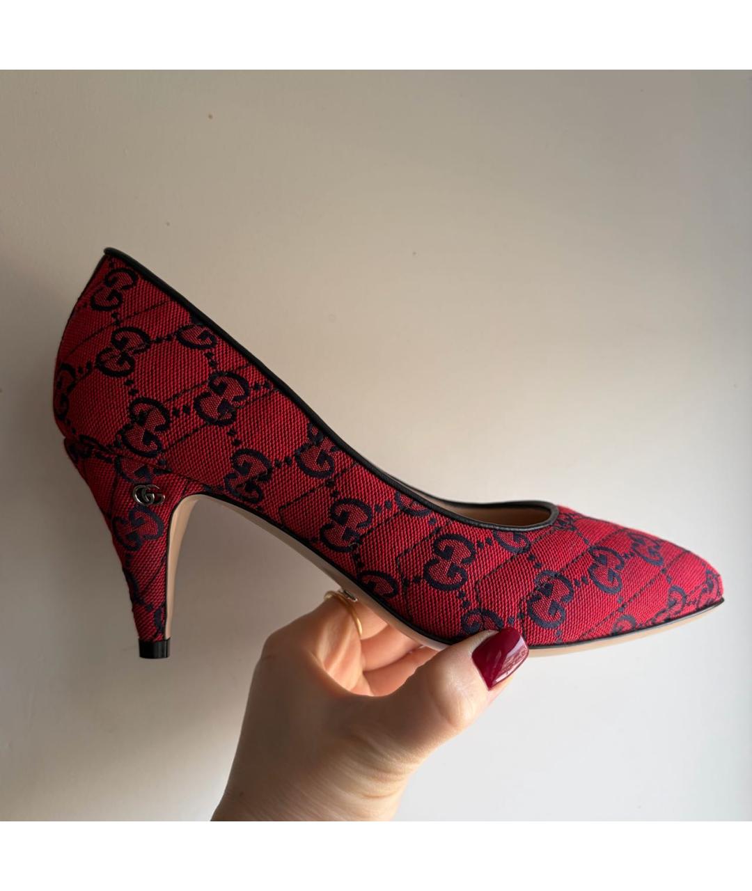 GUCCI Красные текстильные туфли, фото 6