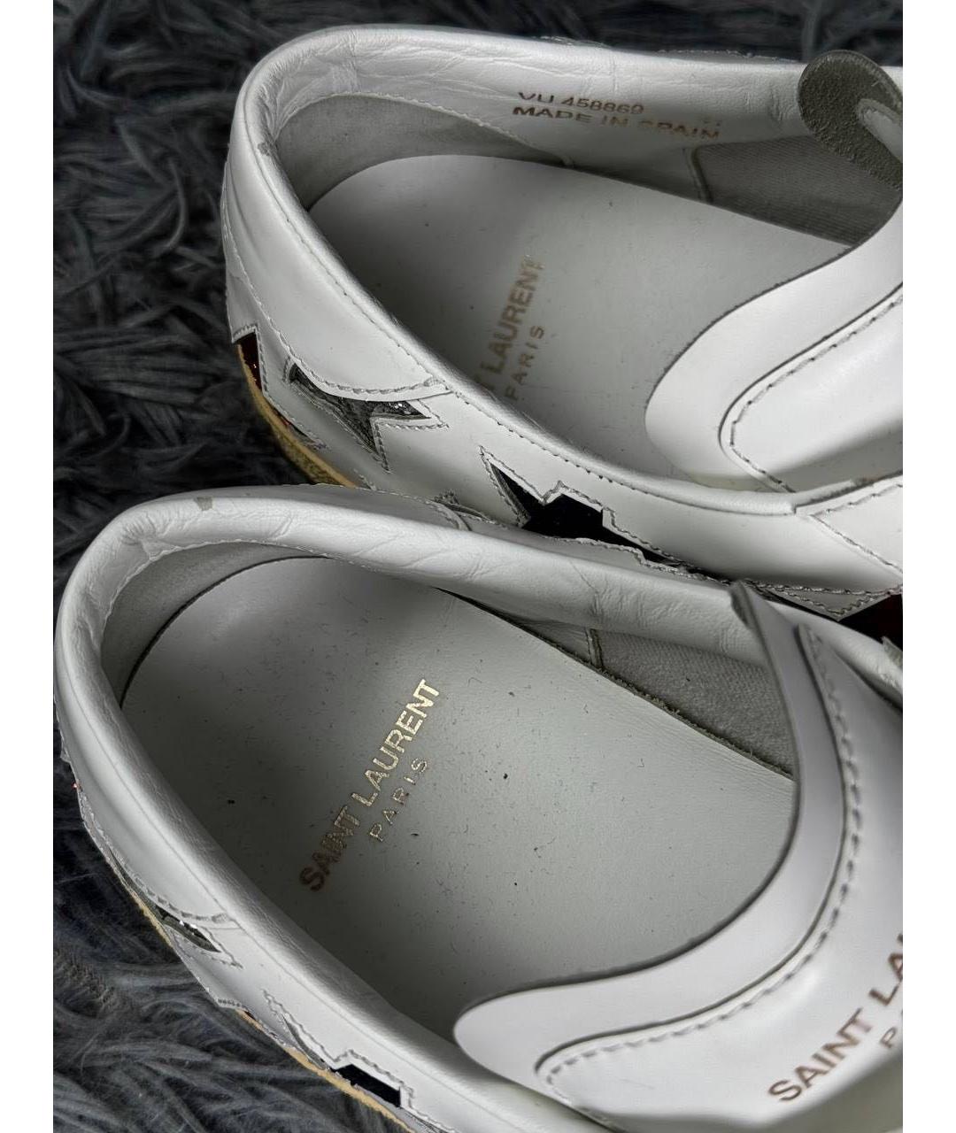 SAINT LAURENT Белые кожаные низкие кроссовки / кеды, фото 7