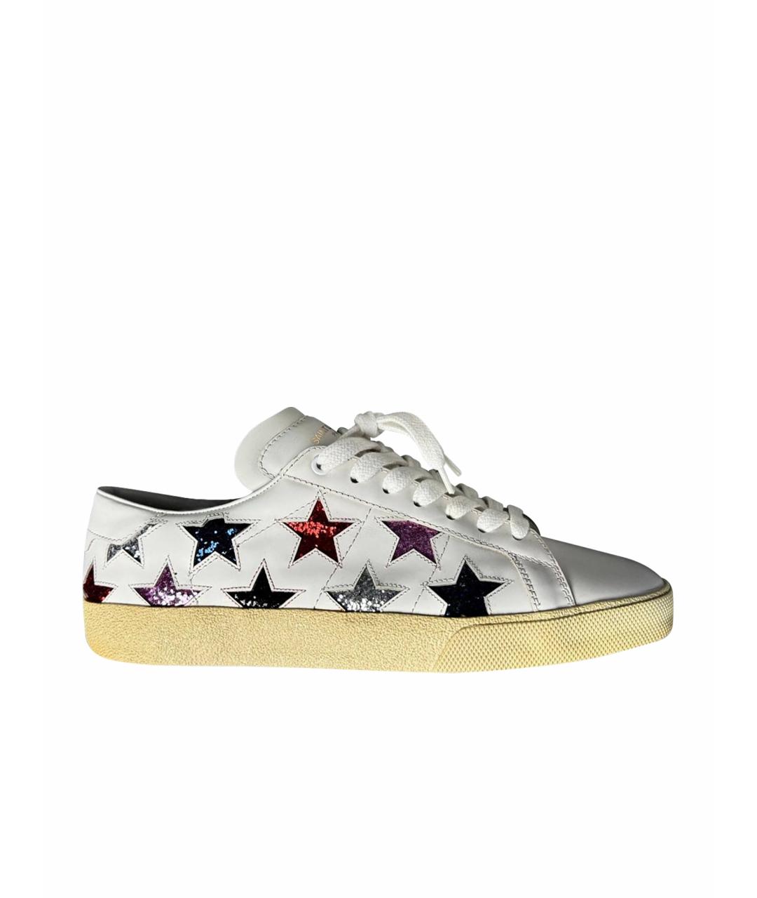 SAINT LAURENT Белые кожаные низкие кроссовки / кеды, фото 1