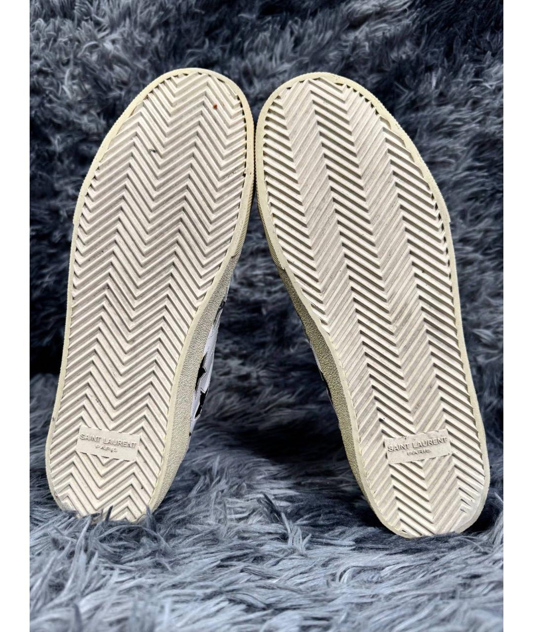 SAINT LAURENT Белые кожаные низкие кроссовки / кеды, фото 4