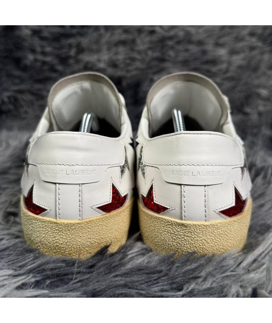 SAINT LAURENT Белые кожаные низкие кроссовки / кеды, фото 3