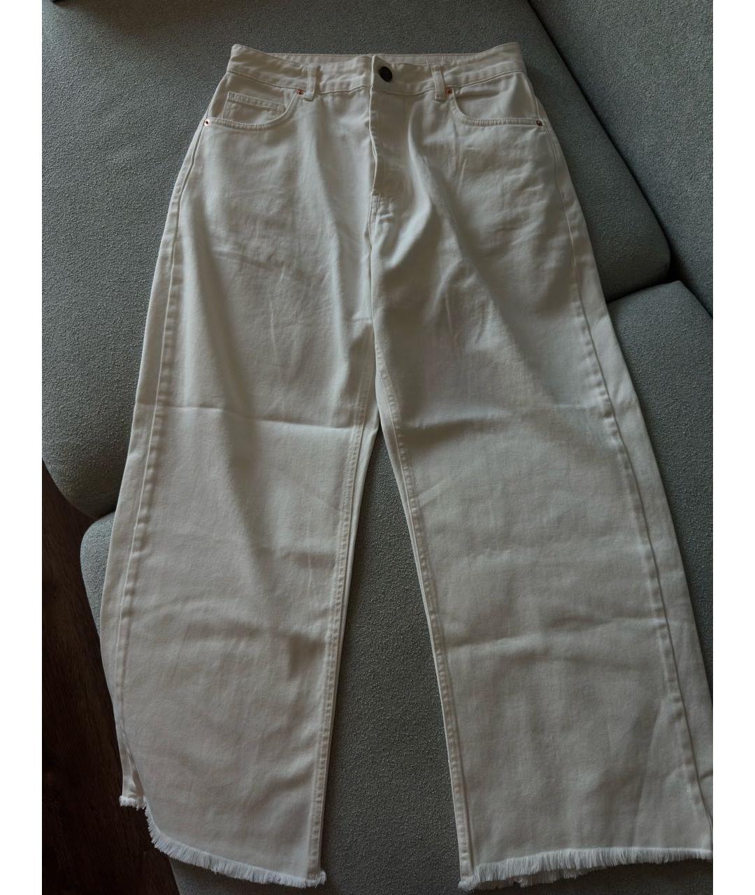 RAEY Белые хлопковые прямые джинсы, фото 9
