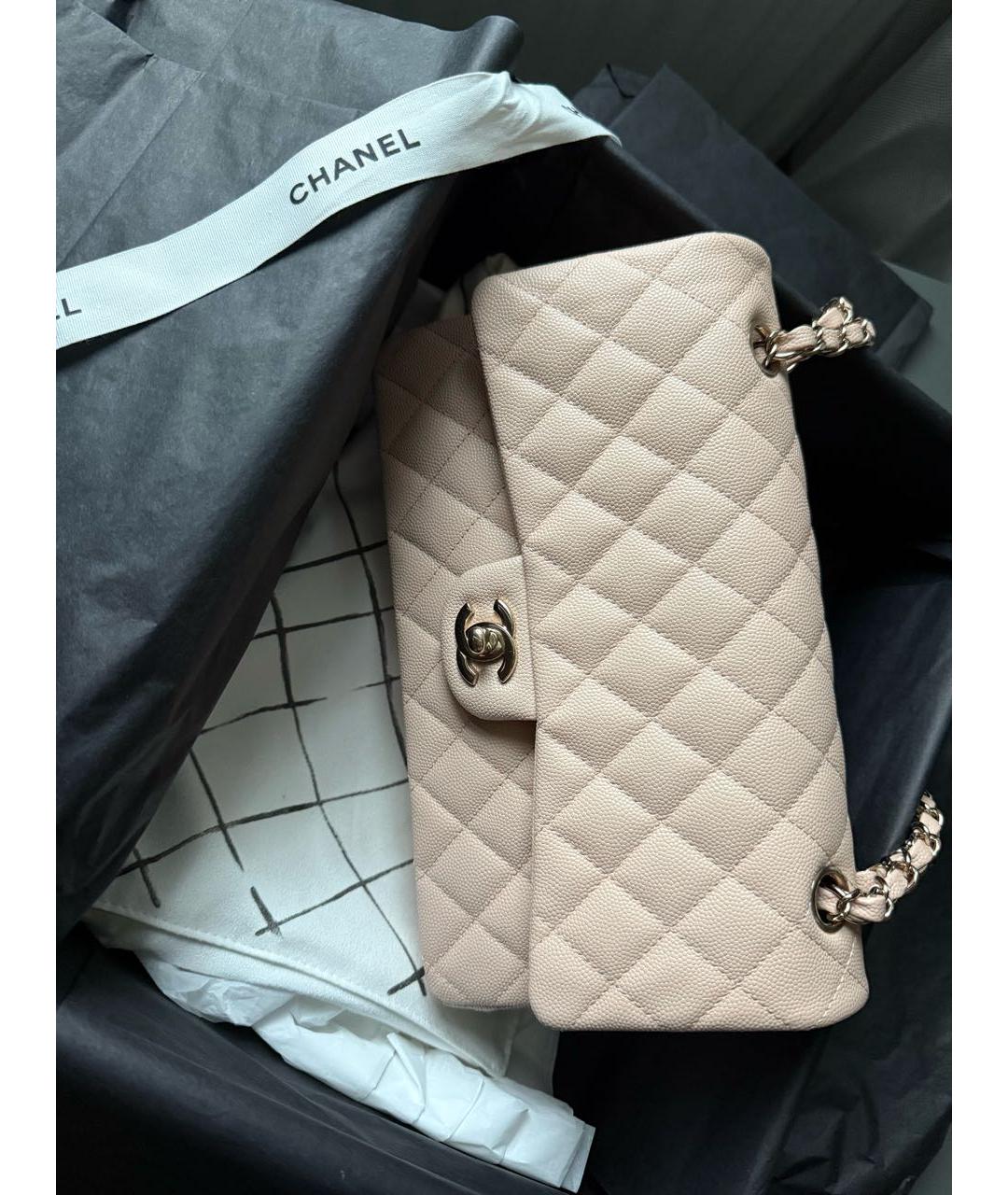 CHANEL Бежевая кожаная сумка через плечо, фото 9