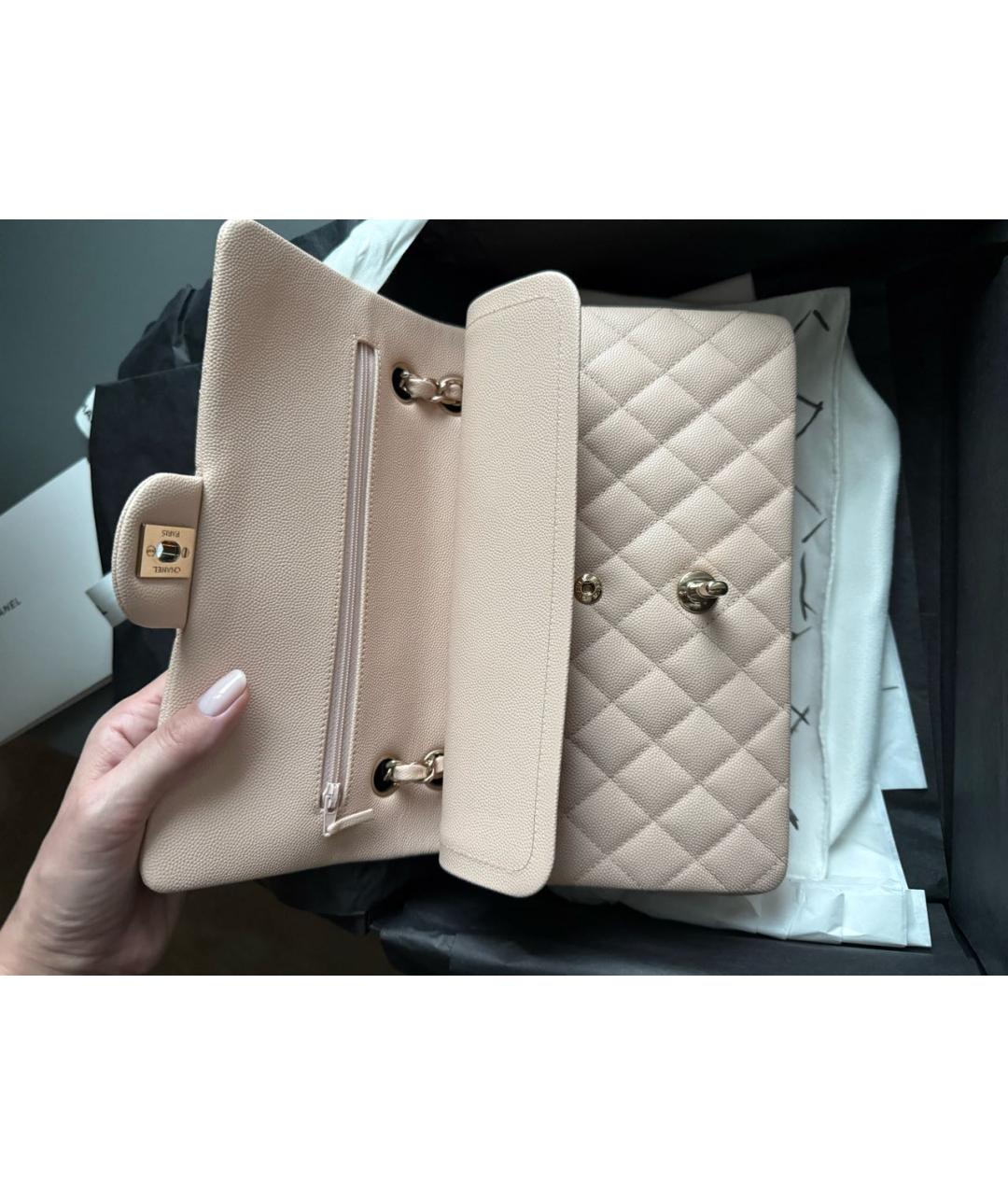 CHANEL Бежевая кожаная сумка через плечо, фото 4