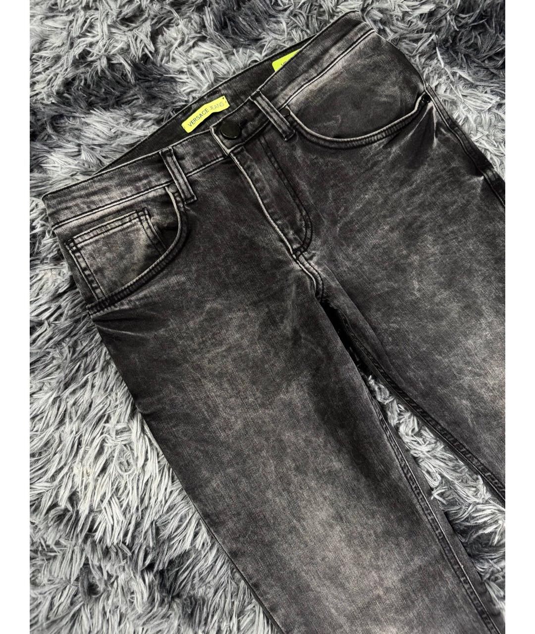 VERSACE JEANS COUTURE Антрацитовые хлопковые прямые джинсы, фото 4