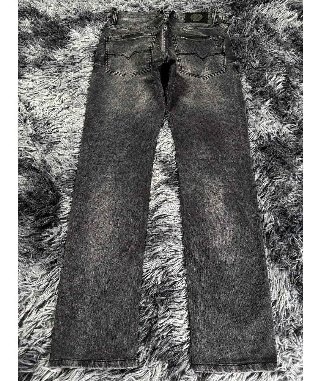 VERSACE JEANS COUTURE Антрацитовые хлопковые прямые джинсы, фото 2