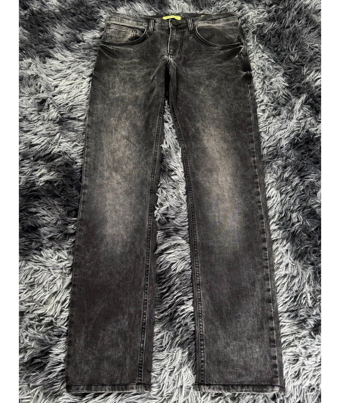 VERSACE JEANS COUTURE Антрацитовые хлопковые прямые джинсы, фото 9