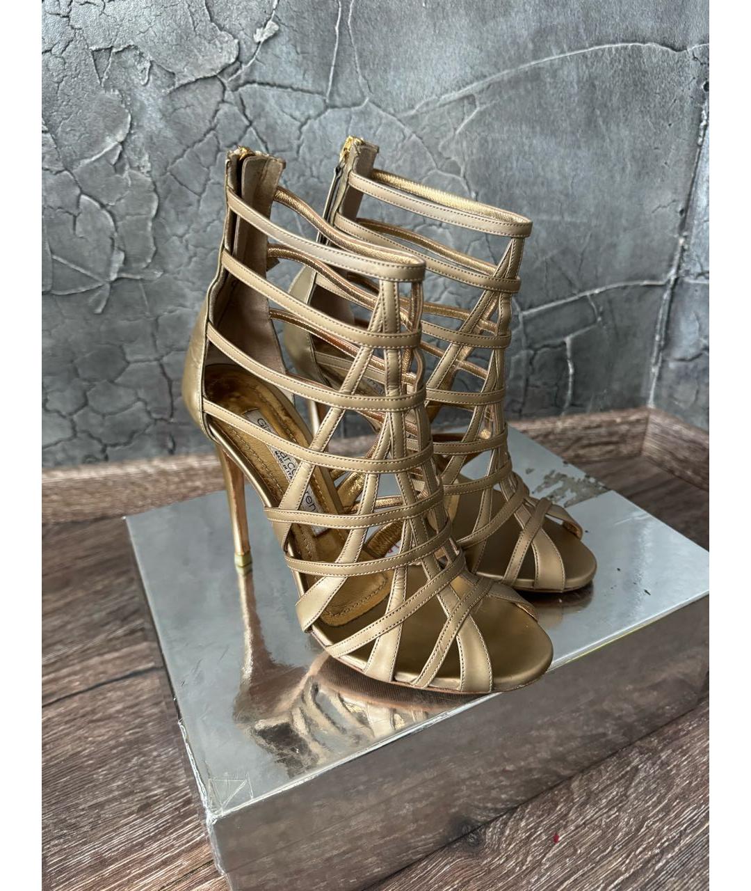 GIAN MARCO LORENZI Бежевые кожаные босоножки, фото 5