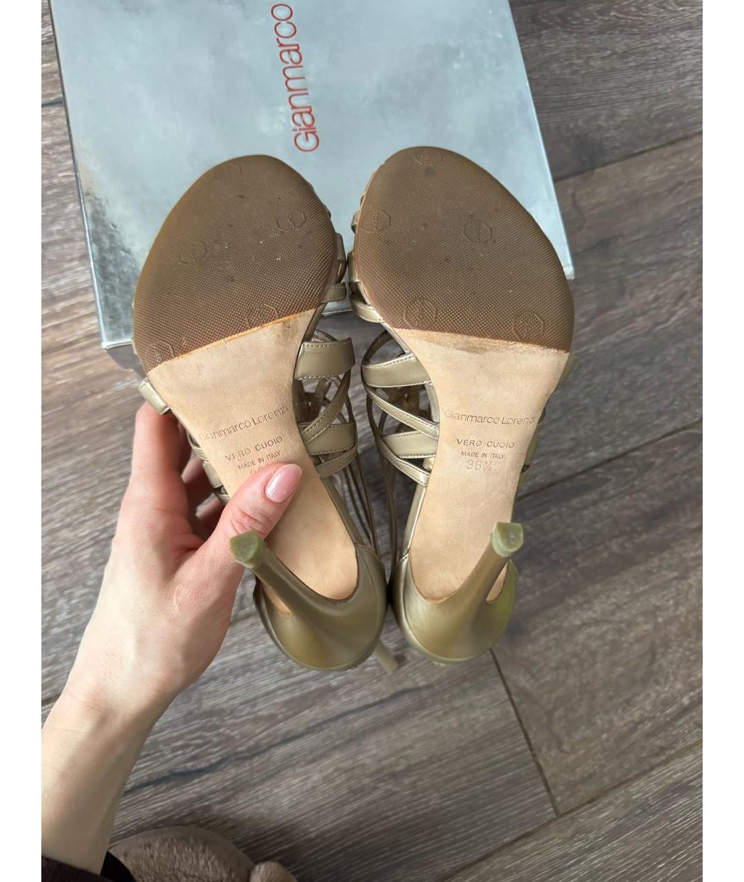 GIAN MARCO LORENZI Бежевые кожаные босоножки, фото 4