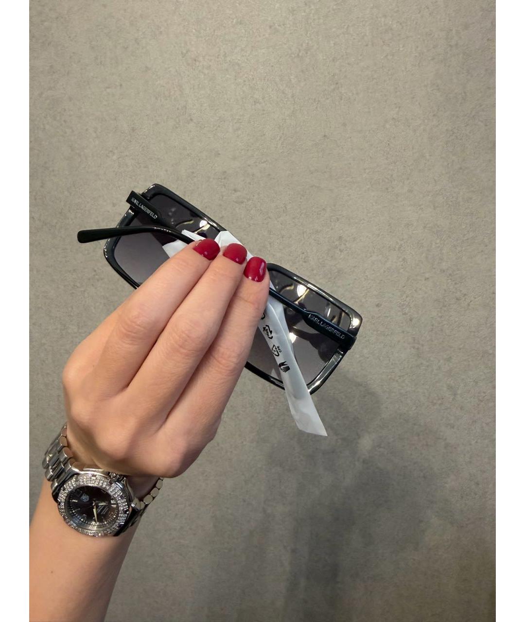 KARL LAGERFELD Черные металлические солнцезащитные очки, фото 7