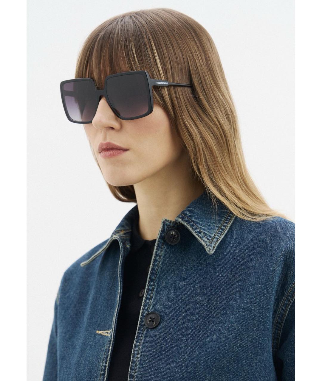 KARL LAGERFELD Черные металлические солнцезащитные очки, фото 3