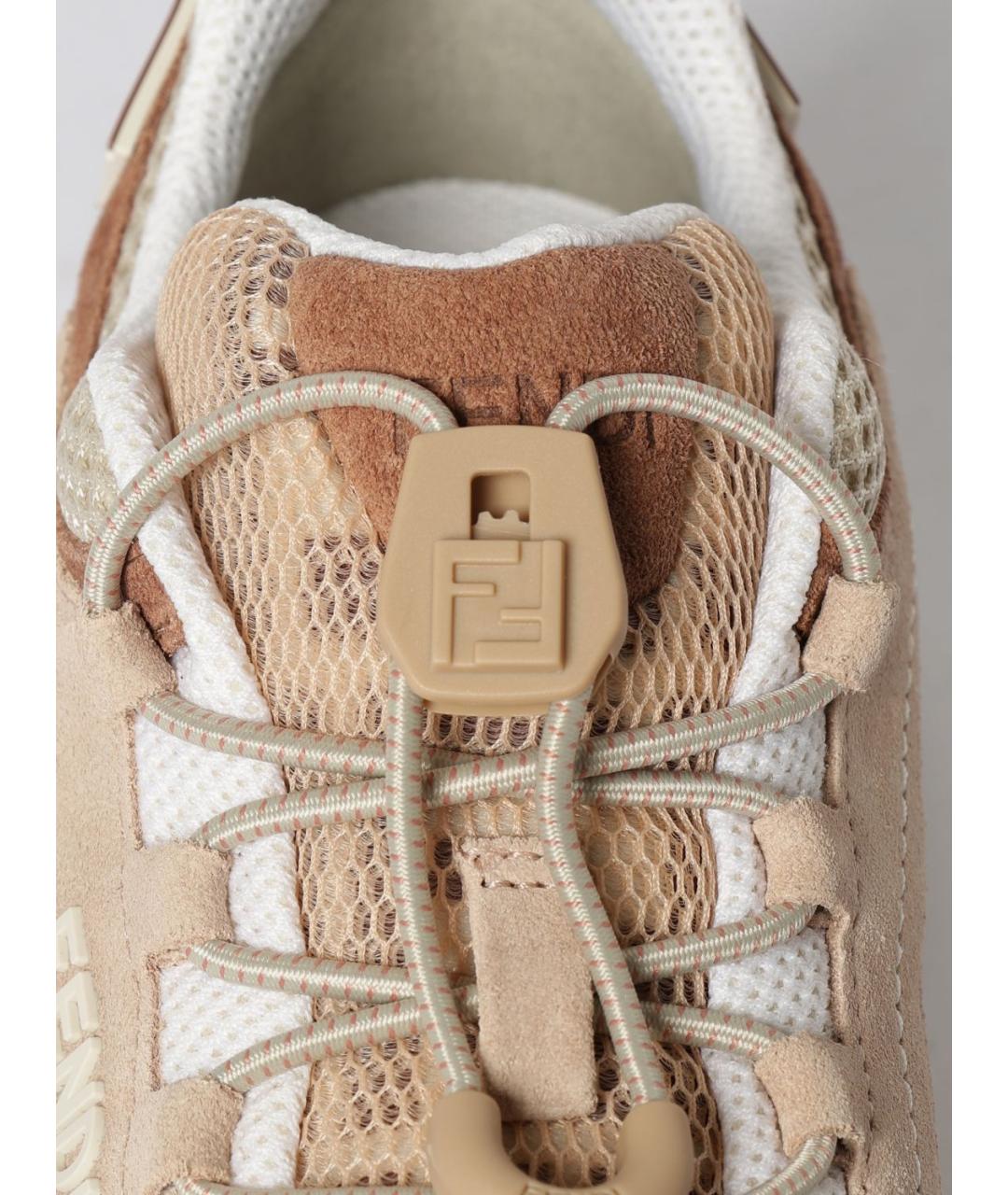 FENDI Бежевые текстильные кроссовки, фото 4