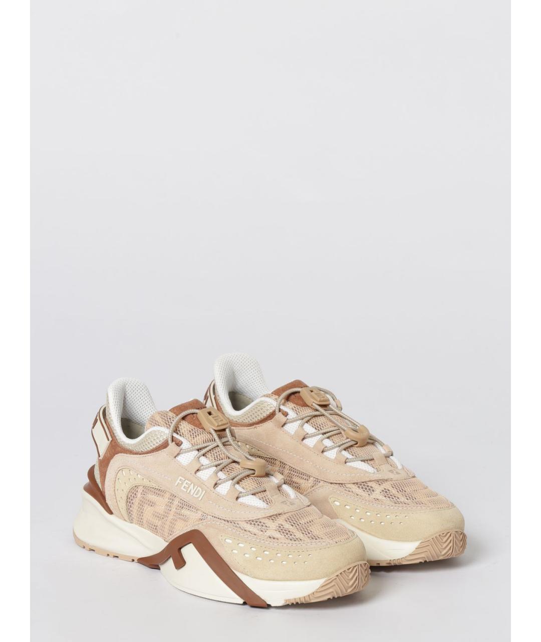 FENDI Бежевые текстильные кроссовки, фото 2