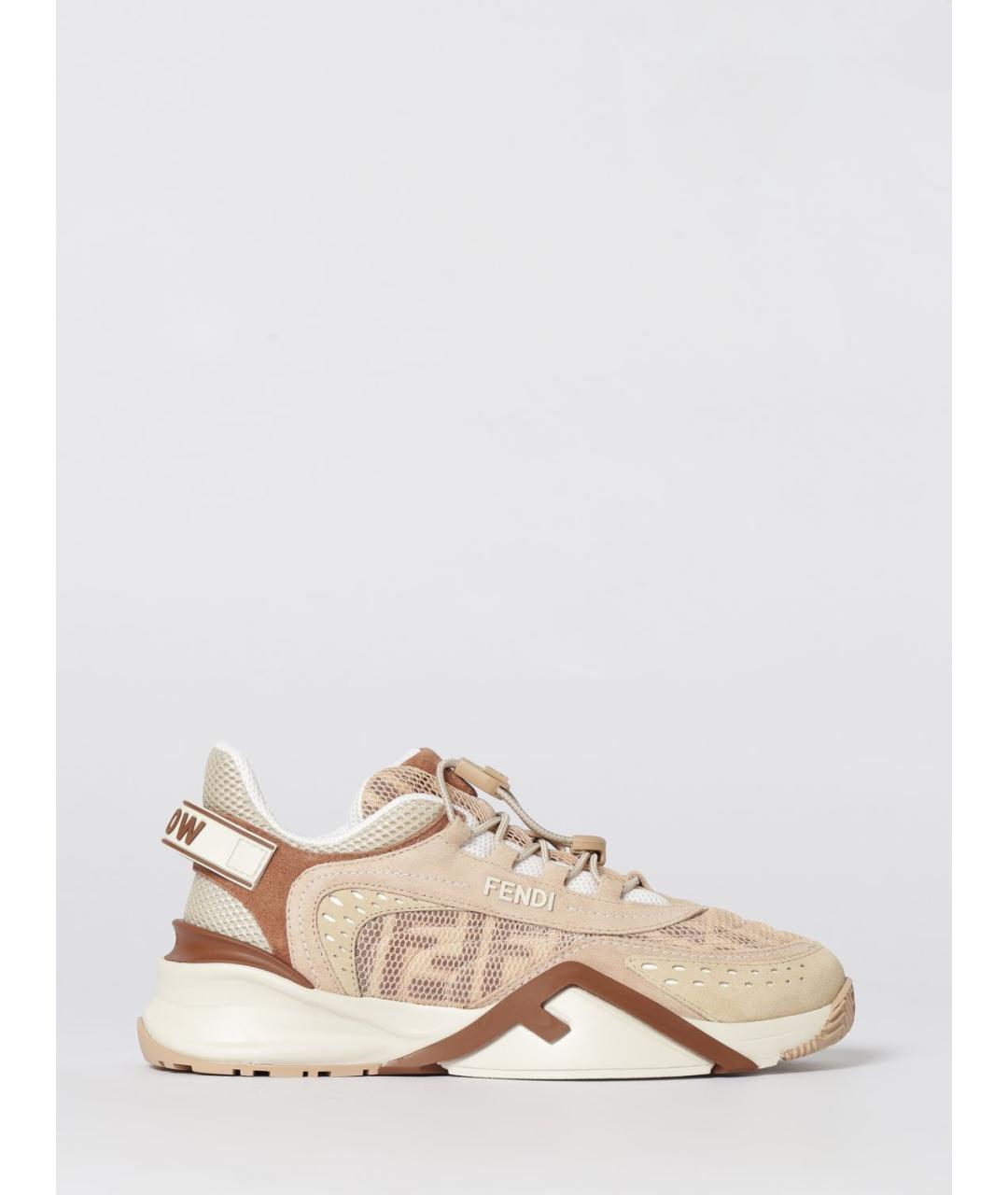 FENDI Бежевые текстильные кроссовки, фото 5