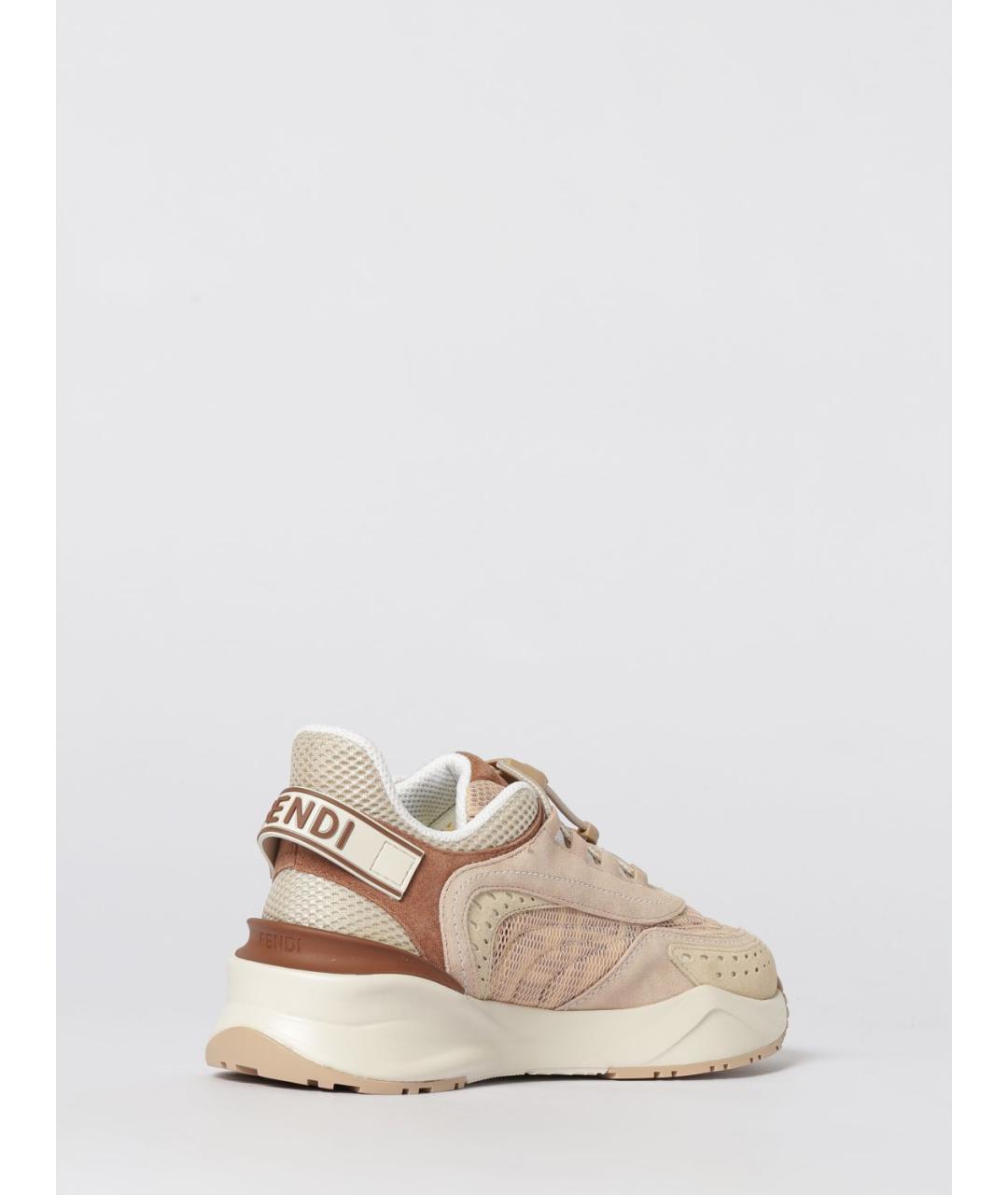 FENDI Бежевые текстильные кроссовки, фото 3