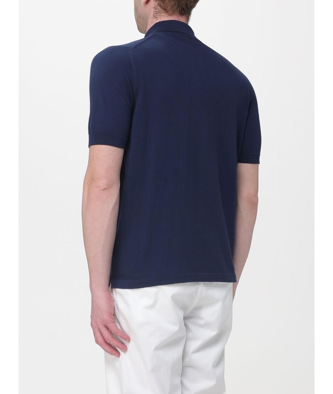 ELEVENTY Синее хлопковое поло с коротким рукавом, фото 2