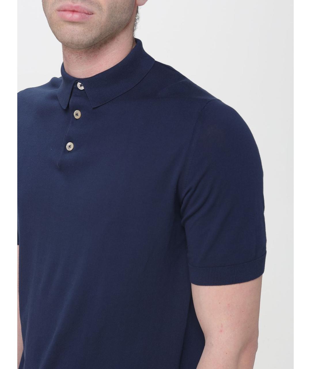 ELEVENTY Синее хлопковое поло с коротким рукавом, фото 3