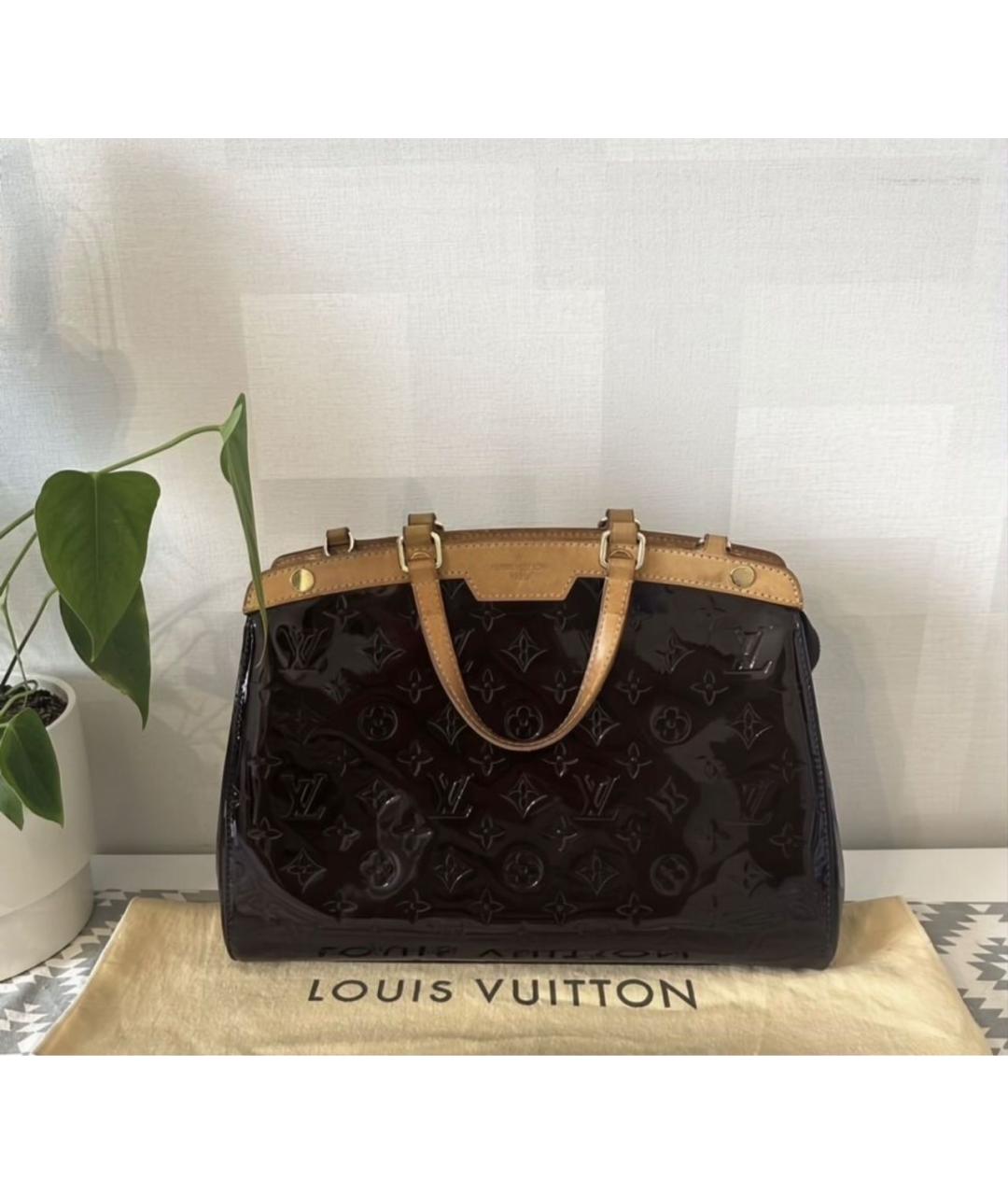 LOUIS VUITTON Бордовая сумка тоут из лакированной кожи, фото 7