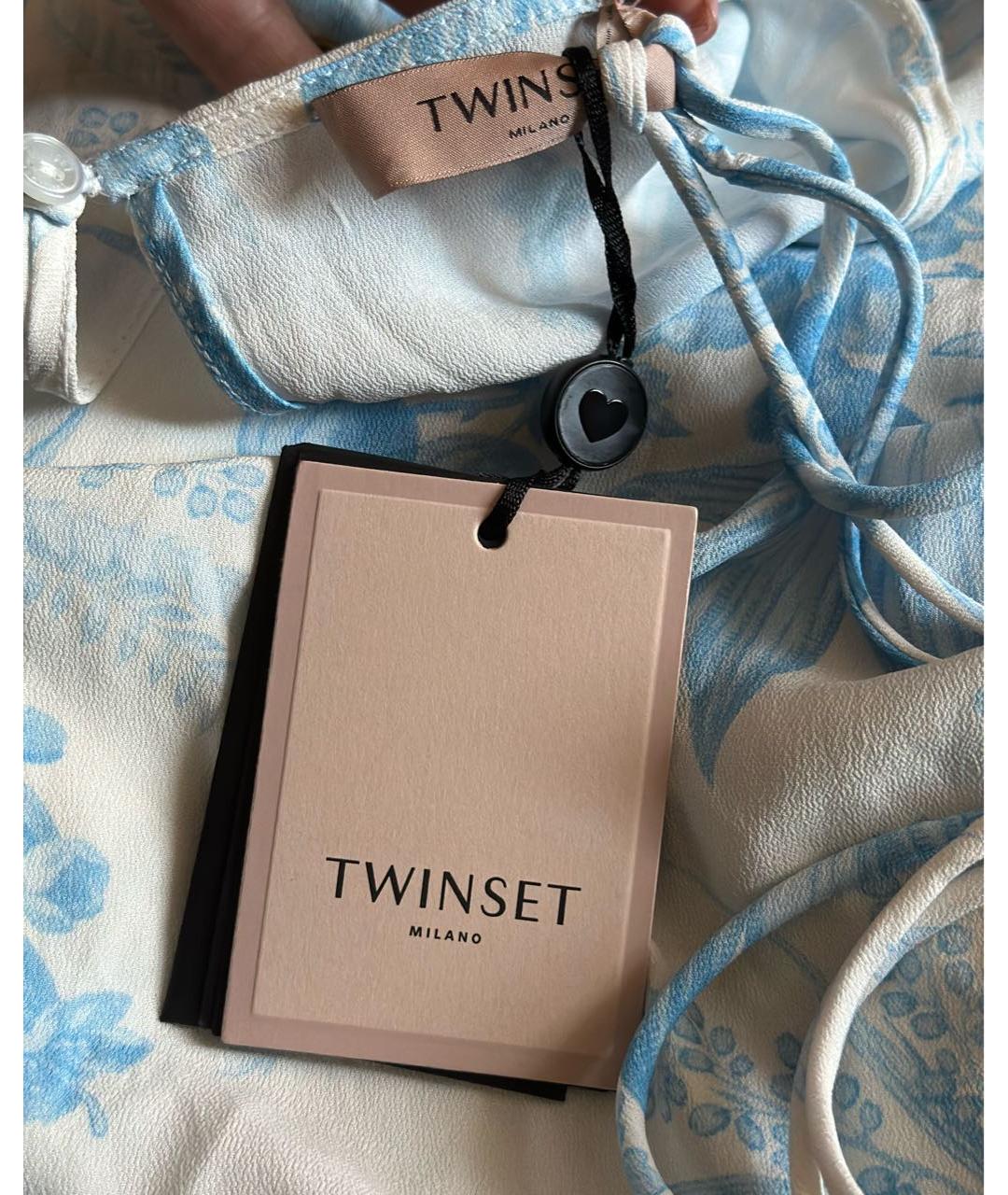 TWIN-SET Голубое полиэстеровое коктейльное платье, фото 6