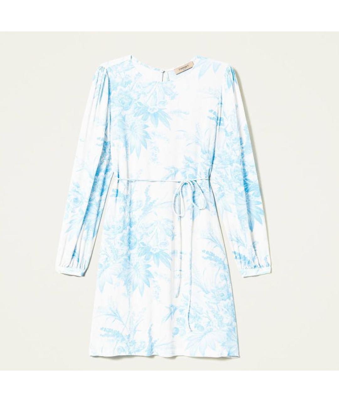 TWIN-SET Голубое полиэстеровое коктейльное платье, фото 9