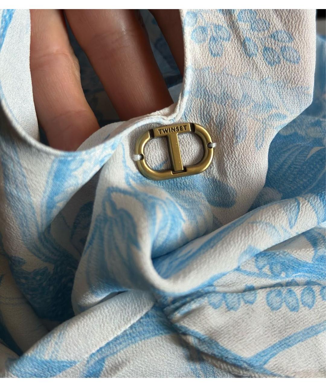 TWIN-SET Голубое полиэстеровое коктейльное платье, фото 7