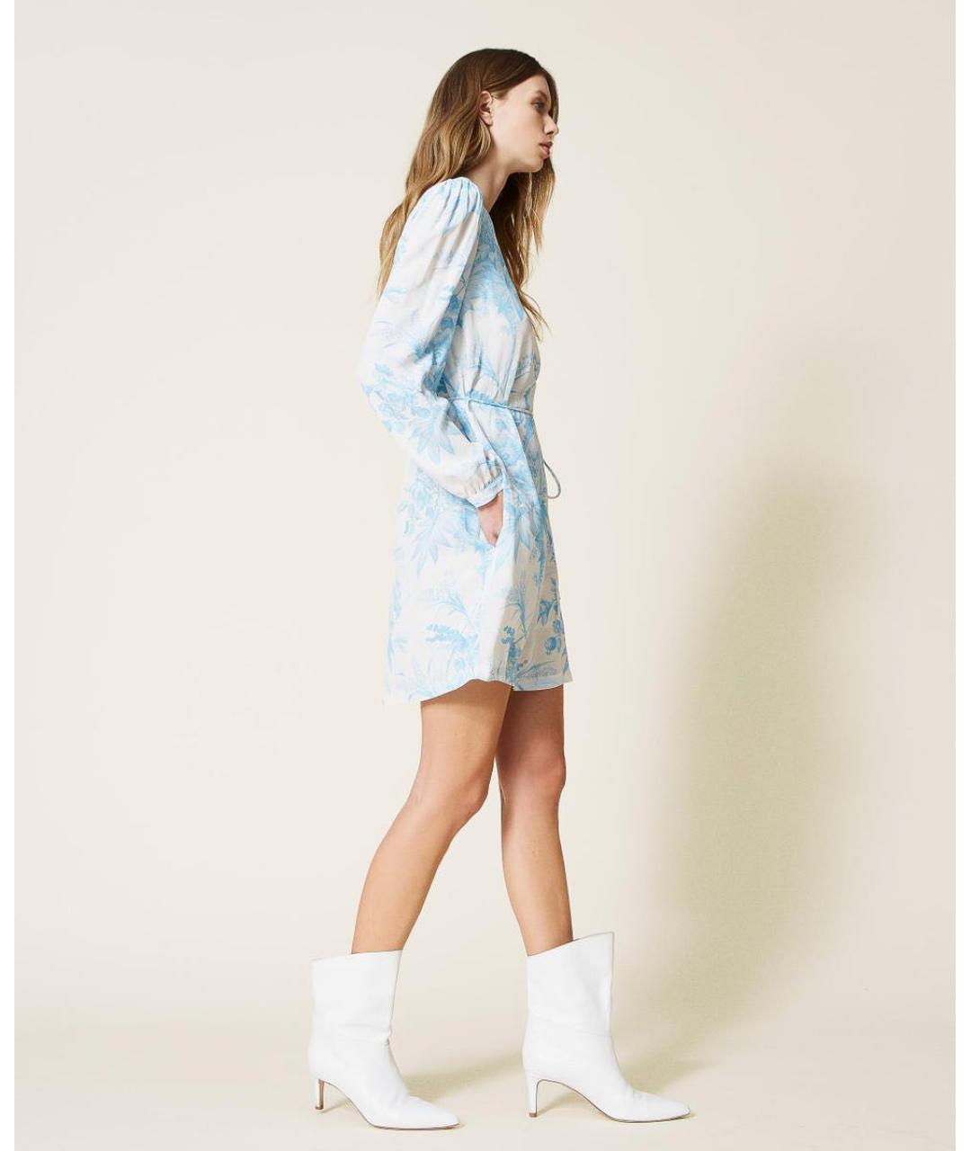 TWIN-SET Голубое полиэстеровое коктейльное платье, фото 3