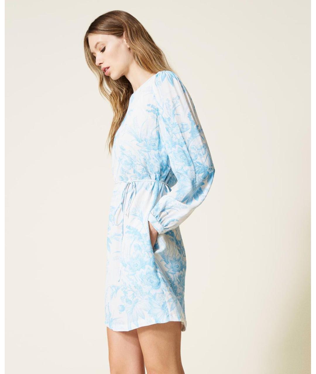 TWIN-SET Голубое полиэстеровое коктейльное платье, фото 4