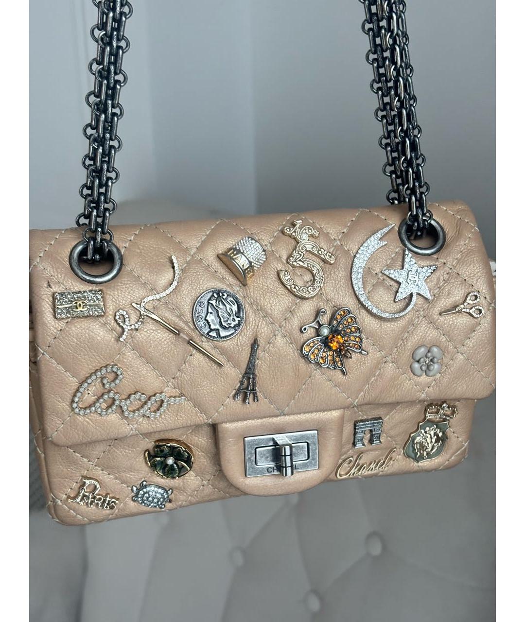 CHANEL Бежевая кожаная сумка через плечо, фото 2