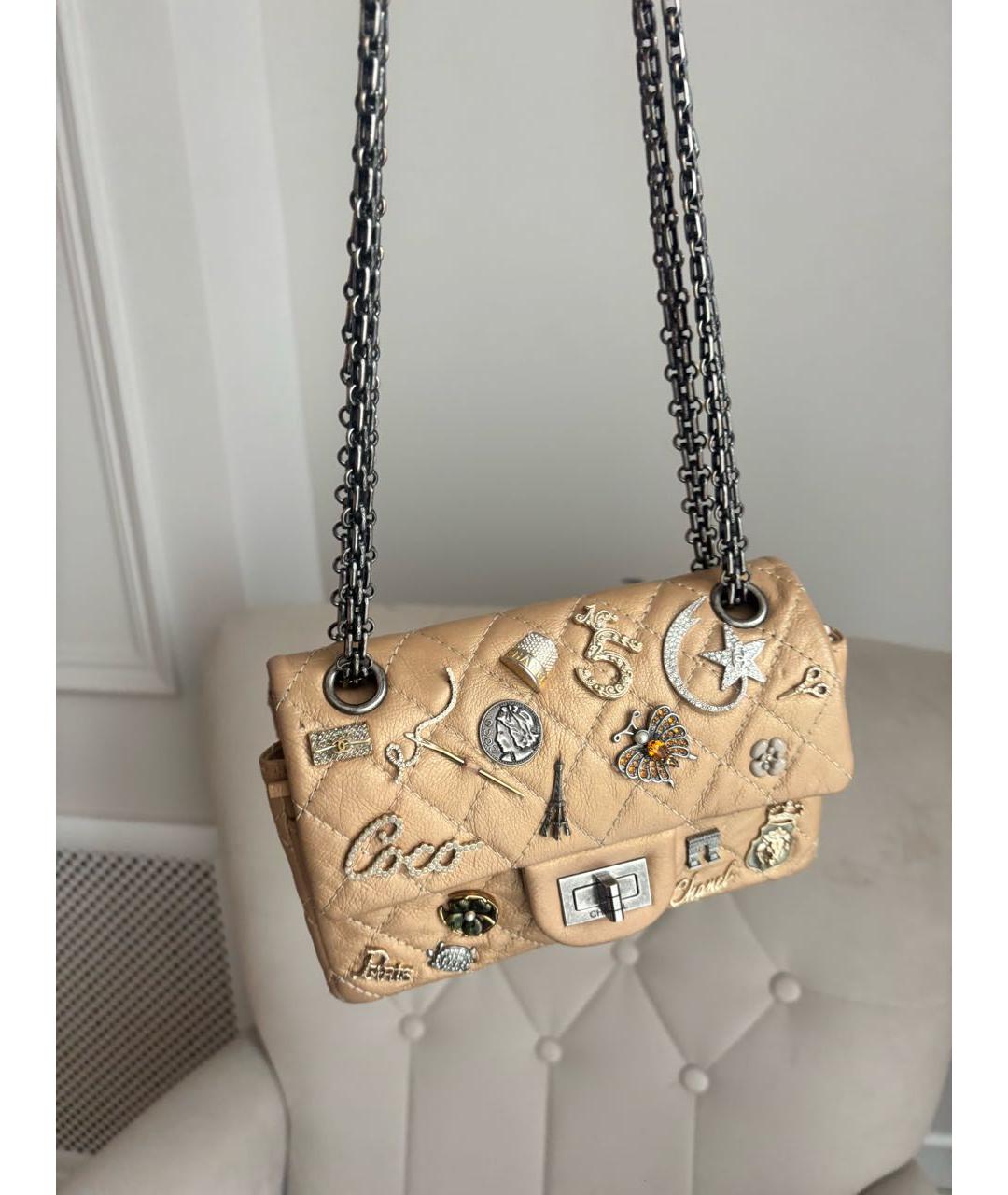 CHANEL Бежевая кожаная сумка через плечо, фото 3