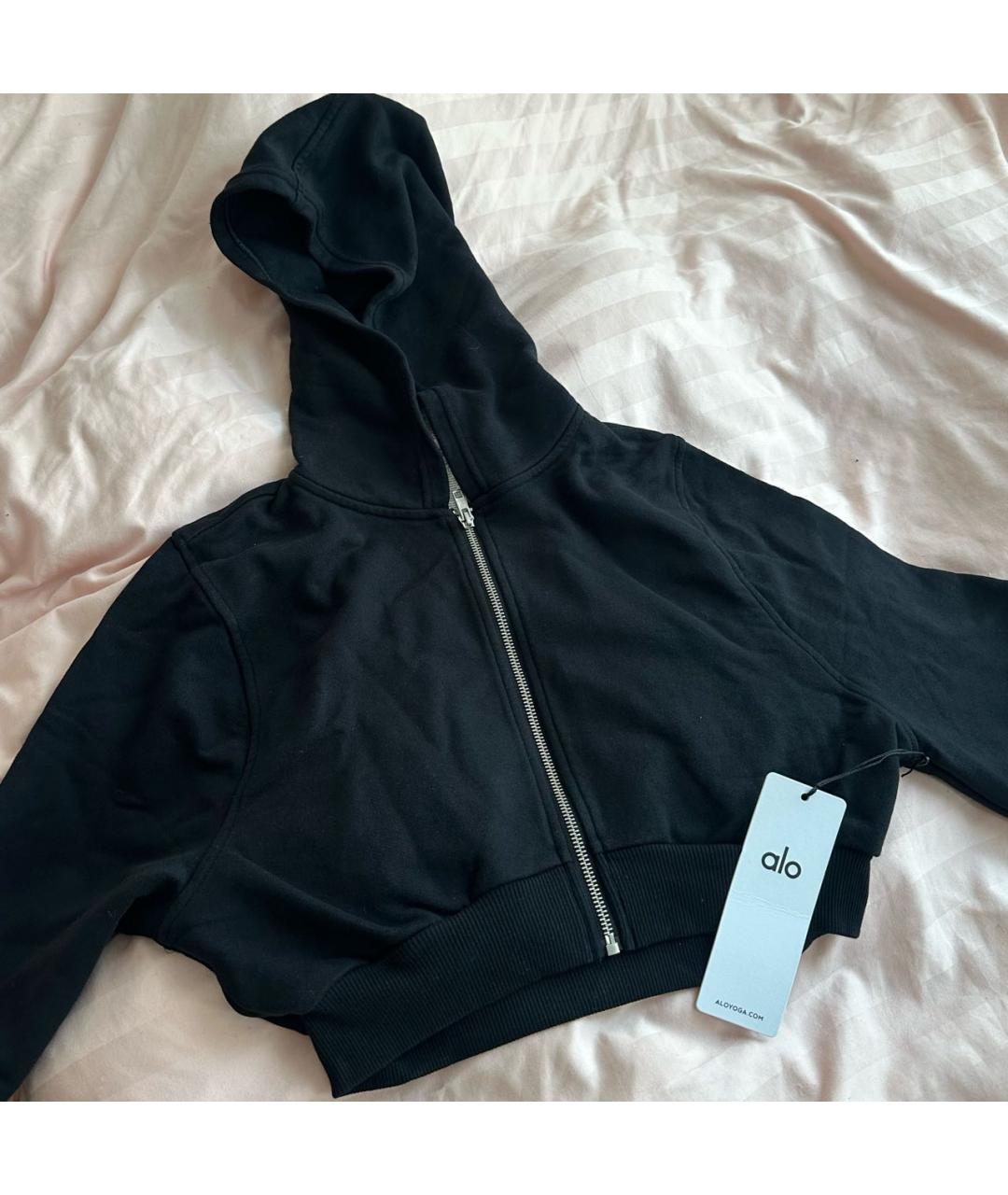 ALO YOGA Черная хлопковая спортивная куртка, фото 7