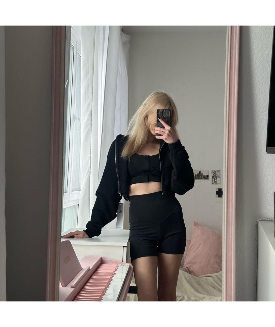 ALO YOGA Черная хлопковая спортивная куртка, фото 3