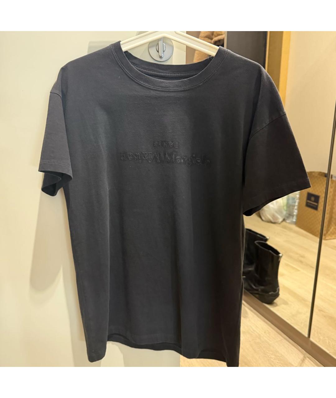 MAISON MARGIELA Антрацитовая хлопковая футболка, фото 5