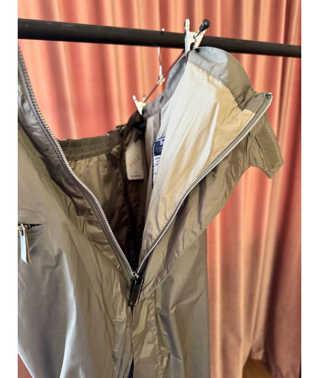 ZEGNA SPORT Хаки полиамидовые повседневные брюки, фото 3