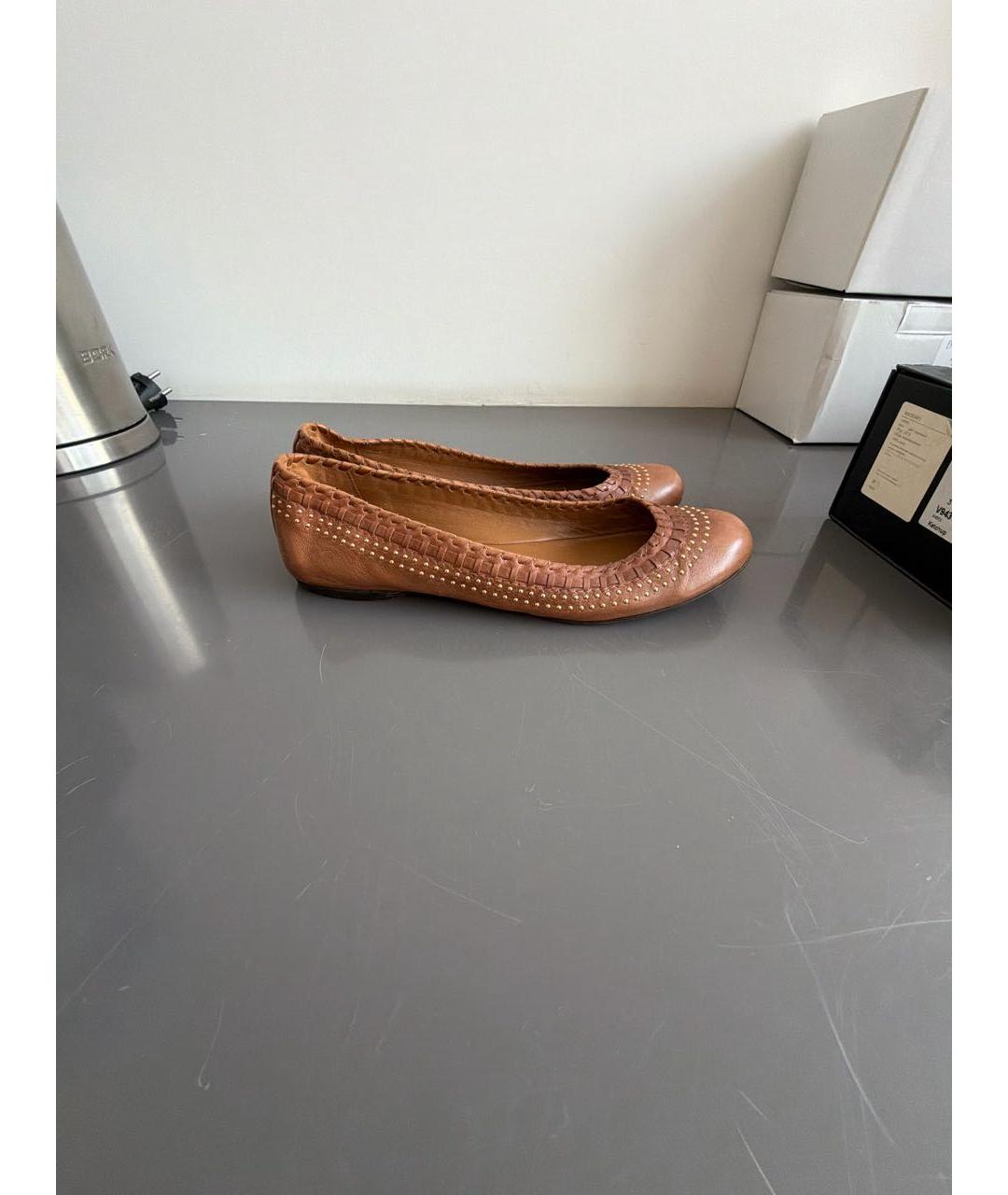 GUCCI Коричневые кожаные балетки, фото 6