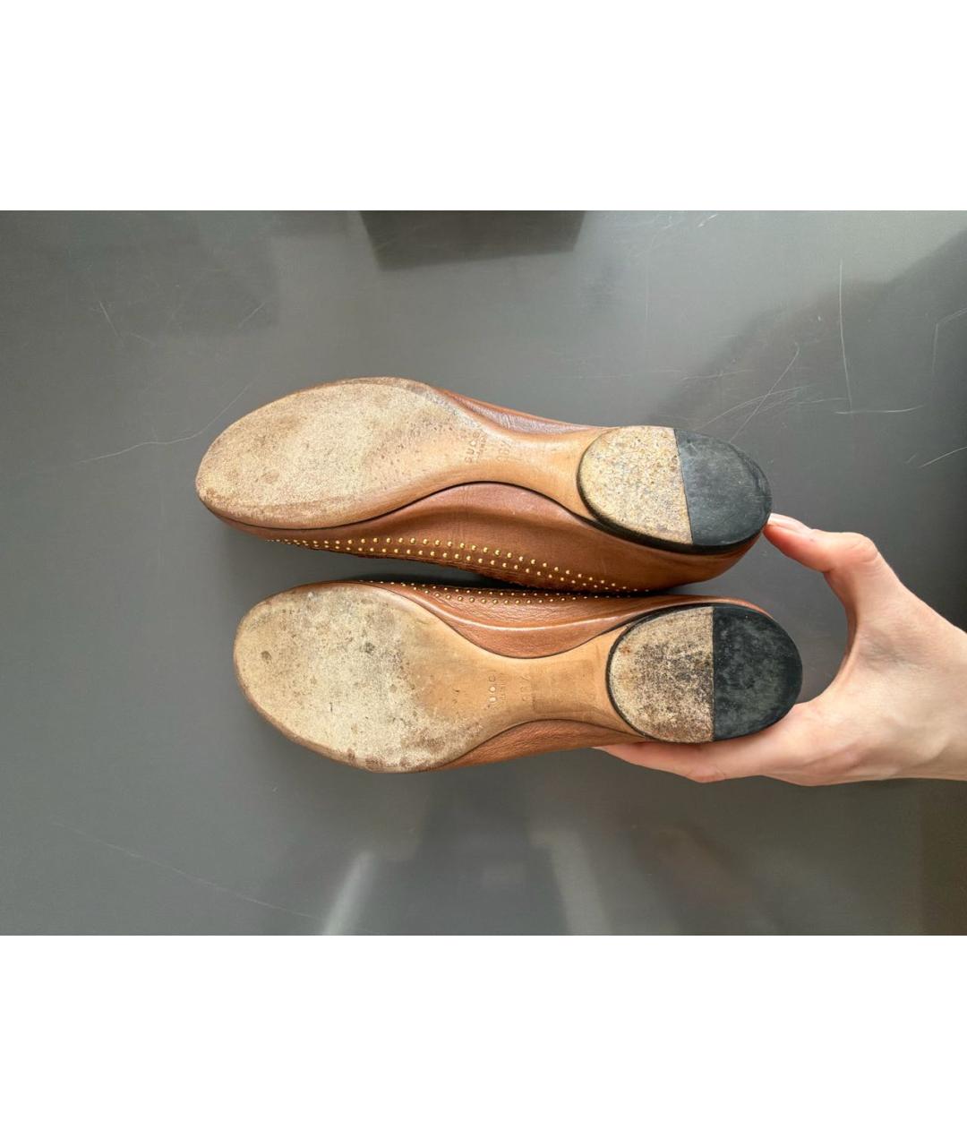 GUCCI Коричневые кожаные балетки, фото 5