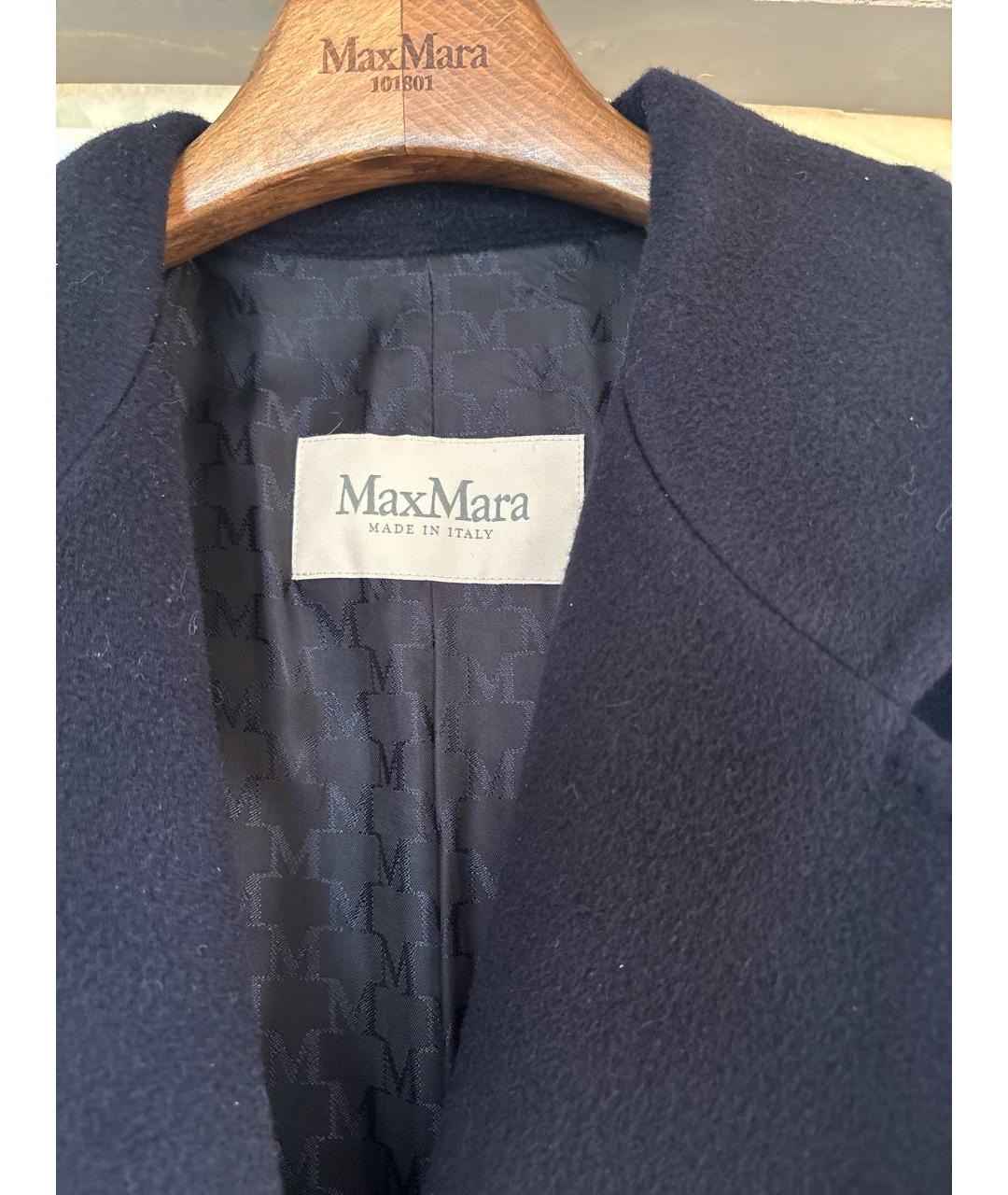 MAX MARA Темно-синее шерстяное пальто, фото 3