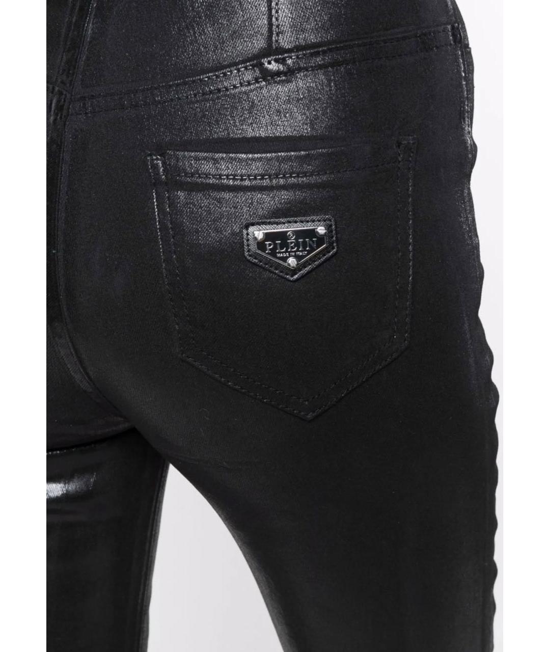 PHILIPP PLEIN Черные хлопко-эластановые джинсы слим, фото 2