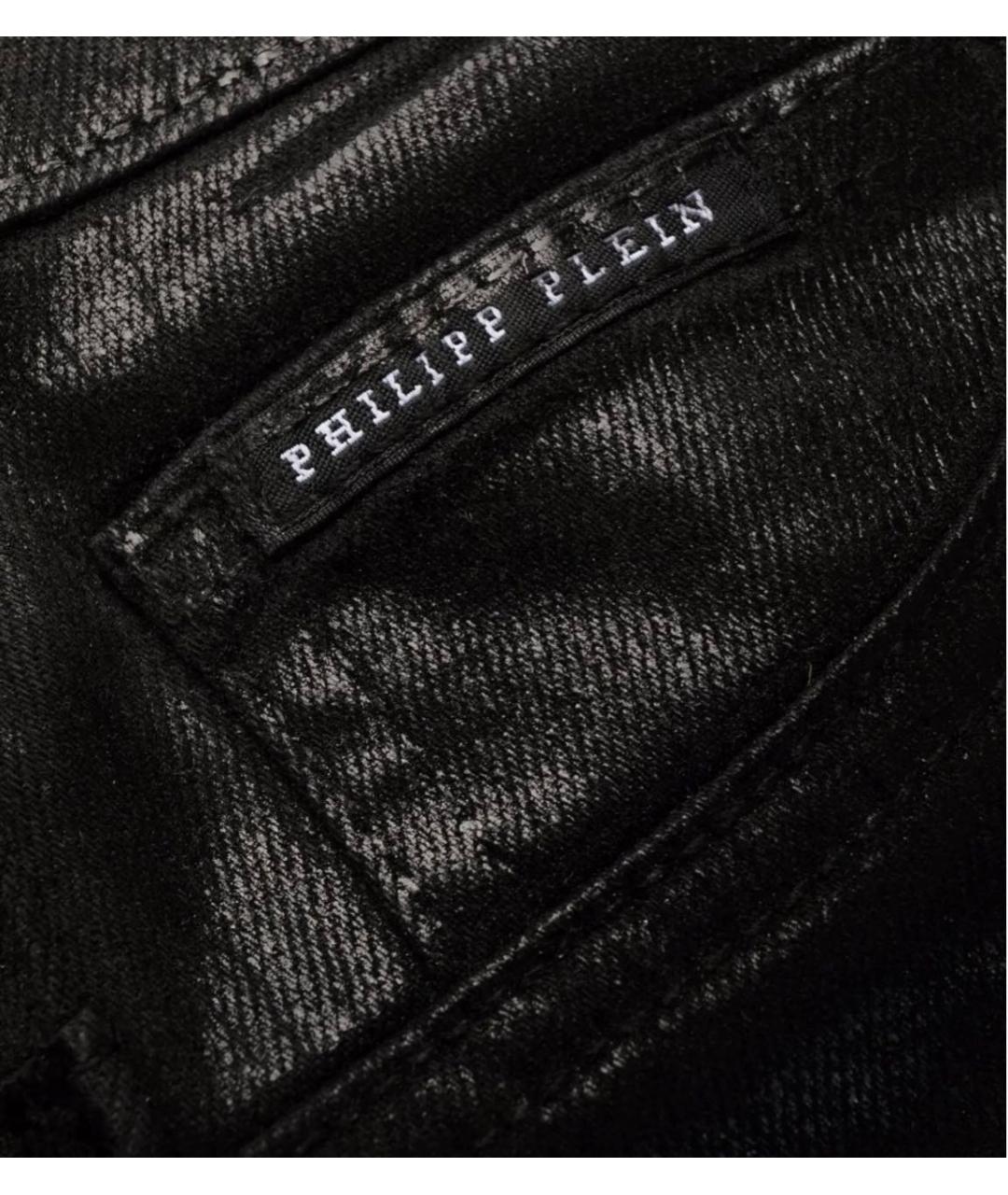 PHILIPP PLEIN Черные хлопко-эластановые джинсы слим, фото 3