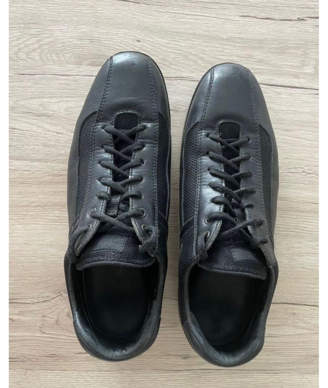 PRADA Черные кожаные низкие кроссовки / кеды, фото 4
