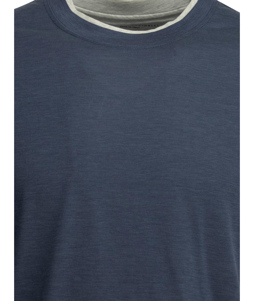 BRUNELLO CUCINELLI Синяя футболка, фото 3
