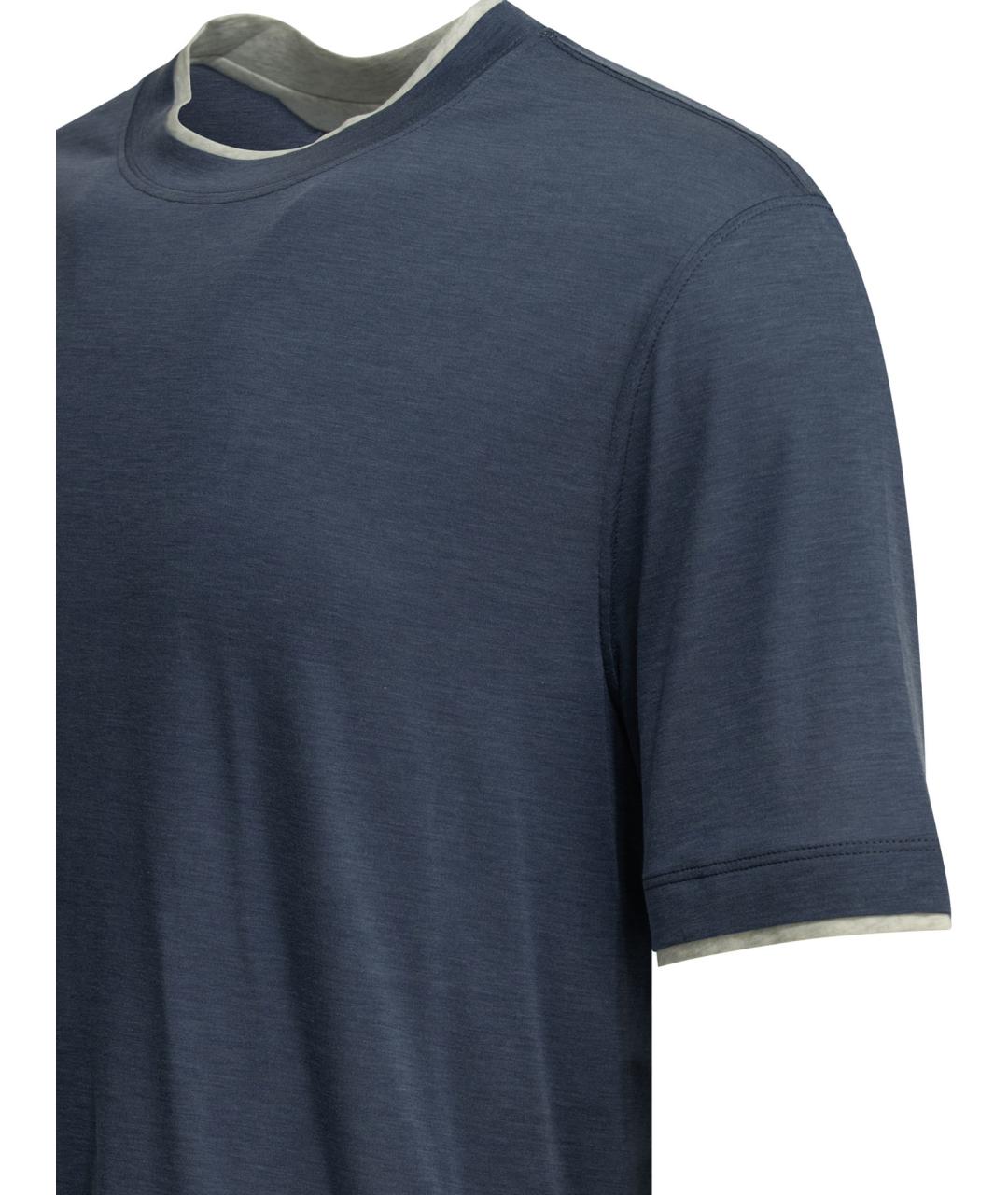 BRUNELLO CUCINELLI Синяя футболка, фото 4