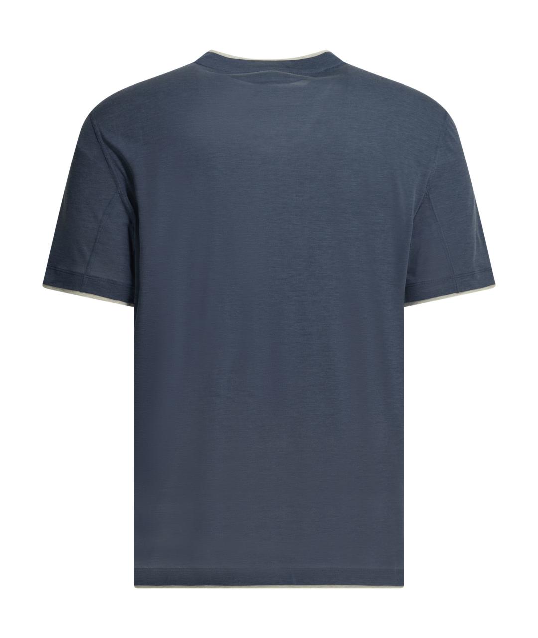 BRUNELLO CUCINELLI Синяя футболка, фото 2