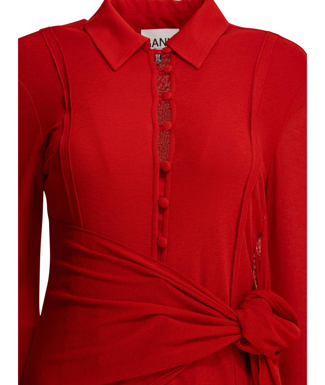 GANNI Красное полиэстеровое повседневное платье, фото 3