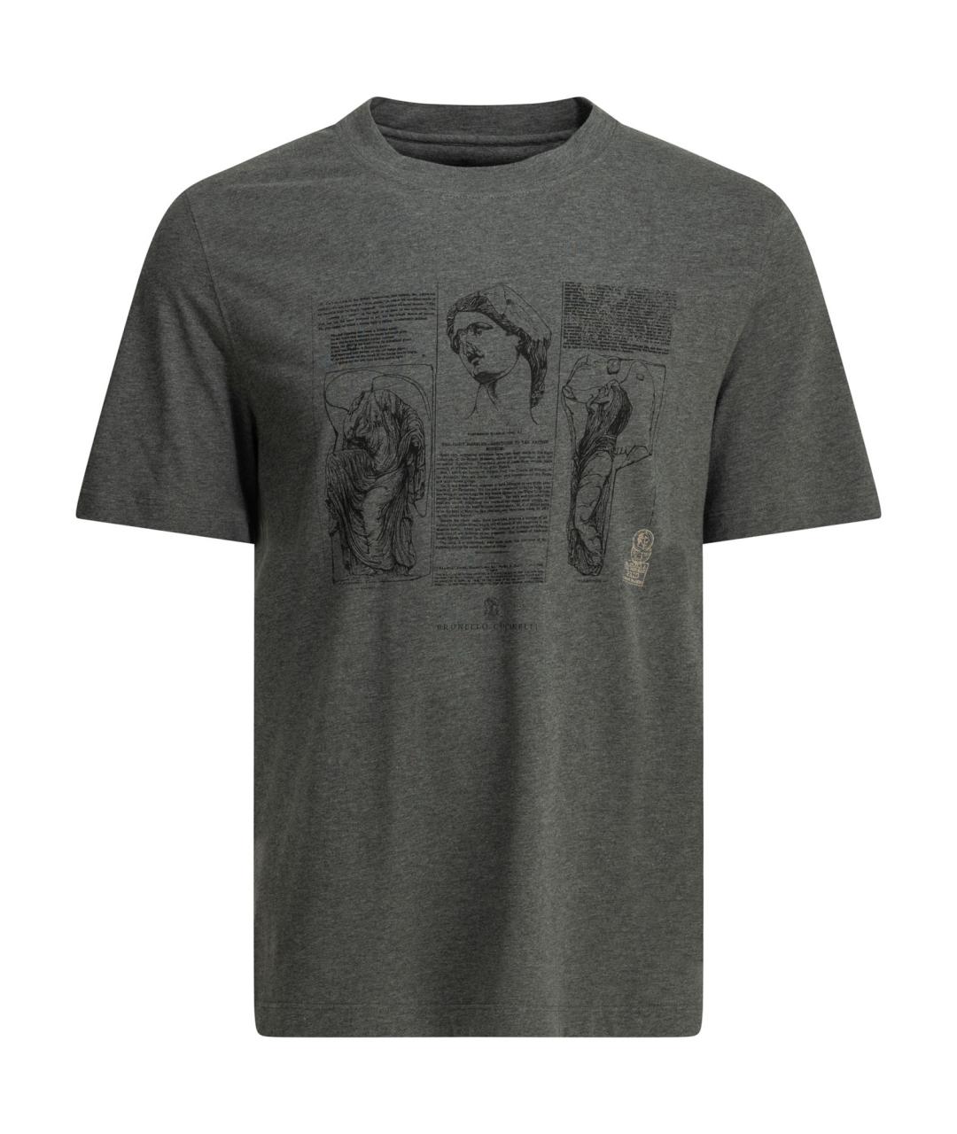 BRUNELLO CUCINELLI Серая хлопковая футболка, фото 1