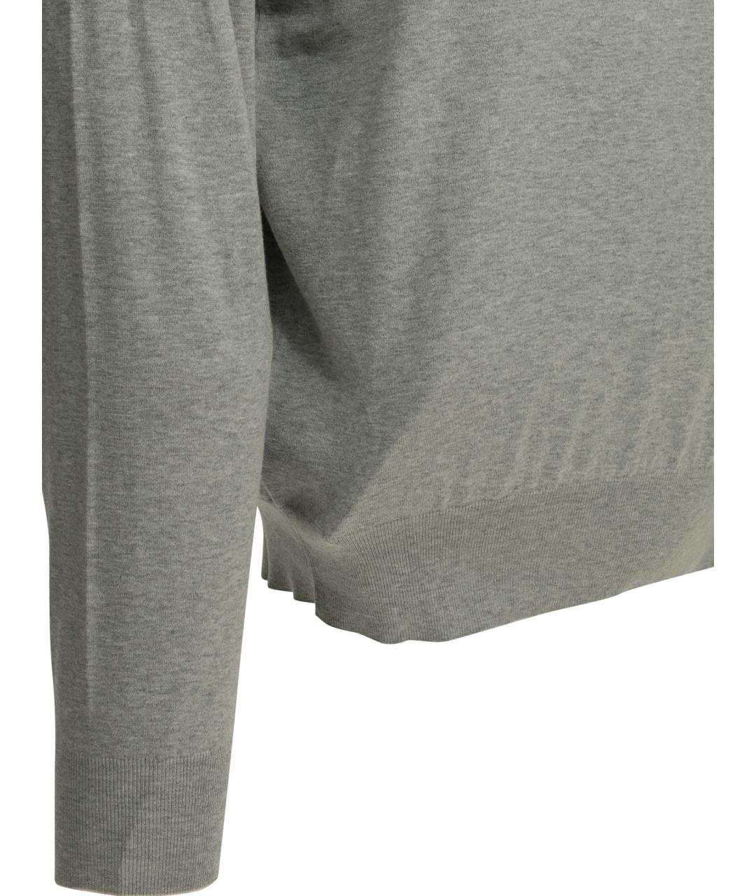 BRUNELLO CUCINELLI Серое хлопковое поло с длинным рукавом, фото 4